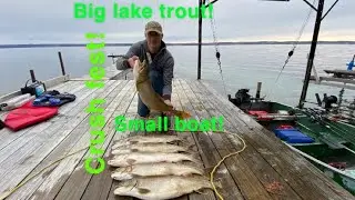 Lake Trout Crush! Fishing From A 12 Foot Boat!