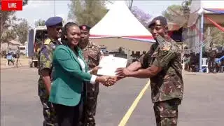 CS Defence, Soipan Tuiya issuing Honorary awards to Gallant soldiers during KDF Day celebration 2024