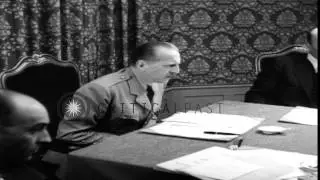 Marshal of France Alphonse Pierre Juin and staff at a conference in Germany after...HD Stock Footage