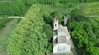 Sant Pere de Martorell de la Selva, Spain: church drone view