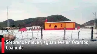 Sorprende nieve y aguanieve en Ocampo, Coahuila