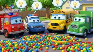 Colorful Car Slides & Ball Pit Fun | Learn Colors Song for Kids | 3D Nursery Rhymes