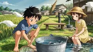 Peaceful Countryside Life 🌾| Kids, Rice Fields & Cozy Cooking | Ghibli Style ASMR