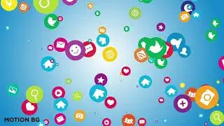 social media icons particles flying up background animation loopable 30 minutes