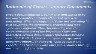 Rationale of Export-Import Documents