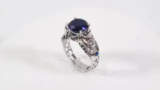 Skull Rings For Women | Blue Gemstone Sapphire Mesh Skull Jewelry