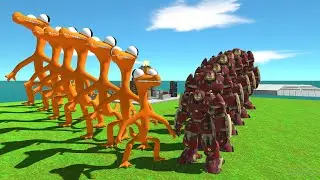 Evolved Hulkbuster vs Mutant Rainbow Friends Orange Level Up   Animal Revolt Battle Simulator
