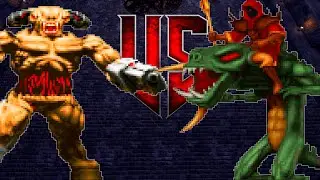 Cyberdemon vs D'Sparil - DOOM vs HERETIC Monster Infighting - Crossover NPC Battles