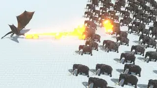 Dragon vs 200 Prehistoric Mammals Army ARBS Animal Revolt Battle Simulator
