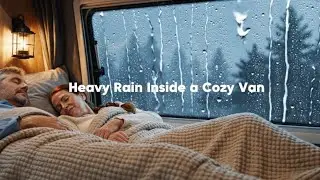 Heavy Rain Inside a Cozy Camper Van | Relaxing Car Rain ASMR