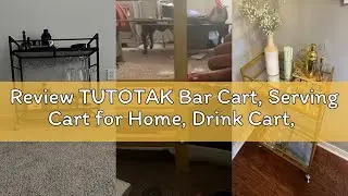 Review TUTOTAK Bar Cart, Serving Cart for Home, Drink Cart, Mobile Kitchen Shelf with Wine Rack and
