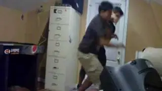 Fake fighting scene