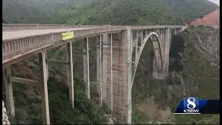 Anti-tourist banner hung from iconic Bixby Bridge