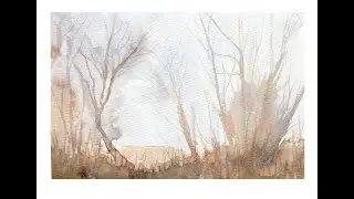 Misty trees,misty copse Towyn North Wales, watercolour painting Udemy tutorial . see offer