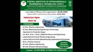 CIPET IPT BHUBANESWAR | ADMISSION OPEN 2025-26 | #plasticengineering #admissionsopen #cipet