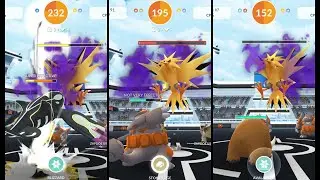 Shadow Zapdos Raid in Pok&eacute;mon GO with 3 Trainers - Trio with Rock and Ice Counters #shadowraids