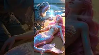 Elder&rsquo;s seashell magic revives a pink mermaid on the shore 🌊✨ #MermaidRescue #OceanMagic #FantasyArt