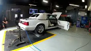 Fox body with a Powerdyne blower on the dyno at DCT tuning