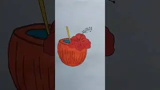 coconut juice #markerillustration#artvideo#artprocess#satisfyingart#artshorts#arttutorial#coloring