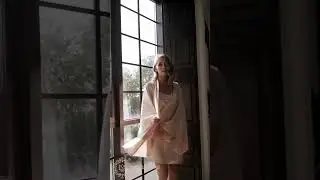 Short Bridal Peignoir Set in Beige Satin