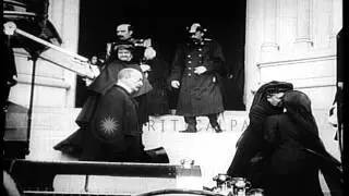 Albert I, King of Belgium and others leaving the funeral service, in Brussels, fo...HD Stock Footage