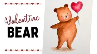 Paint a Cute Valentine Bear - Easy Watercolor Card Idea