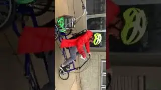 Test driving a new bike at Emerys