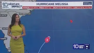 Tracking the tropics: Hurricane Melissa restrengthens to Category 2 storm, expected to move toward B