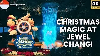 Disney Christmas Lights & Music FULL Show 2025 at Jewel Changi Rain Vortex | Singapore Christmas 4K