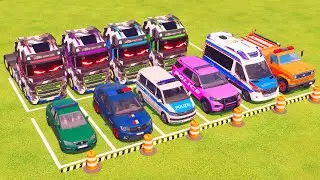 VUS GAME - TRANSPORTING POLICE CARS, FIRE DEPARTMENT, AMBULANCE VEHICLES WITH TRUCKS - FS22 #326