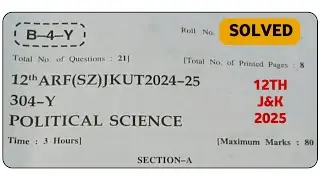 jkbose class 12 political science paper 2025 | jkbose class 12th todays political science paper