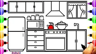 How to Draw Kitchen  and Kitchen Coloring Book