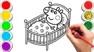 Peppa pig draw together, easy drawing, painting and Coloring drawing for kids and toddlers child Art