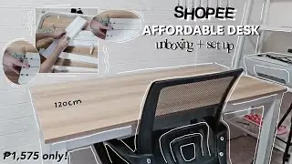 ₱1,575 desk from shopee UNBOXING + SET UP 2021 ✨ *minimalist & aesthetic