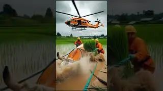 Army Rescues Cow Trapped in Flooded Field 🚁💦  Real Heroes in Action 🇮🇳❤️