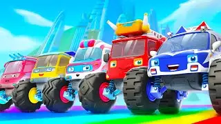 Five Little Monster Trucks | Learning Vehicles | Car Cartoon | Kids Cartoon | BabyBus - Cars World