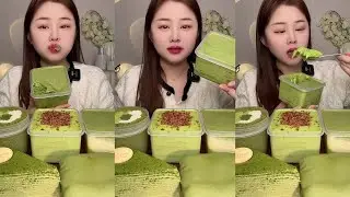 ASMR Mukbang Dessert Cake Kue Matcha Green Tea Yummy Rasanya Makecoh
