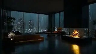 🌙 Peaceful Paris Rain Night | Gentle Rain Sounds & Fireplace Ambience for Sleep & Relaxation
