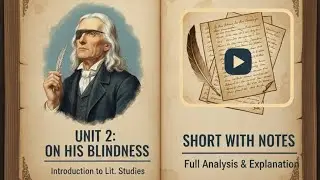 English (Hons.)| Unit 2: On his blindness, One short with notes, Introduction to literary studies.