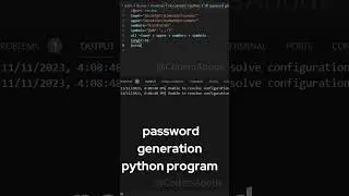 password generation python program#shorts #python #programming #trending #viral