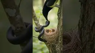 Snake 🐍 attack on bird 🐣 chicks but mother bird got his head, #snake #birds #bird #trending  #nature
