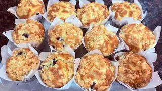 Najwspanialsze Jagodowe Muffinki-Muffiny z kruszonką.Puszyste Babeczki z borówkami   @gotujzbozenka