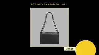 INC Women's Black Snake Print Leather Double Flat Strap Shoulder Bag