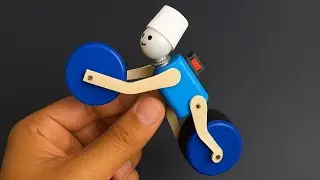  How to make DC motor mini robotic bike | using botal Cap and 9 volt battery 
