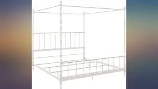 Pemberly Row Metal Canopy Bed in Queen Size Frame in White review