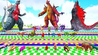 Ark Dinosaur Deathrun Vs Indoraptor Vs Spider T-rex - Ark Creature Survival Evolved