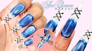 ESDEATH Akame ga kill Anime Nails 🧊 Blue Cat Eye Icicle Nail Tutorial| ASMR | Character Art 🎨 ✨️