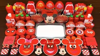 RED MICKEY Slime ! Mixing Random into GLOSSY Slime ! Satisfying Slime Video #314