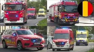[Kazernealarm / eQ2B / Airhorn] Brandweer en ambulance met spoed in Vilvoorde (compilatie)