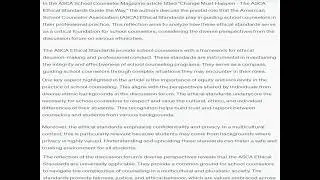 Write a reflective analysis of ASCA School Counselor Magazine Change Must Happen The ASCA Ethical